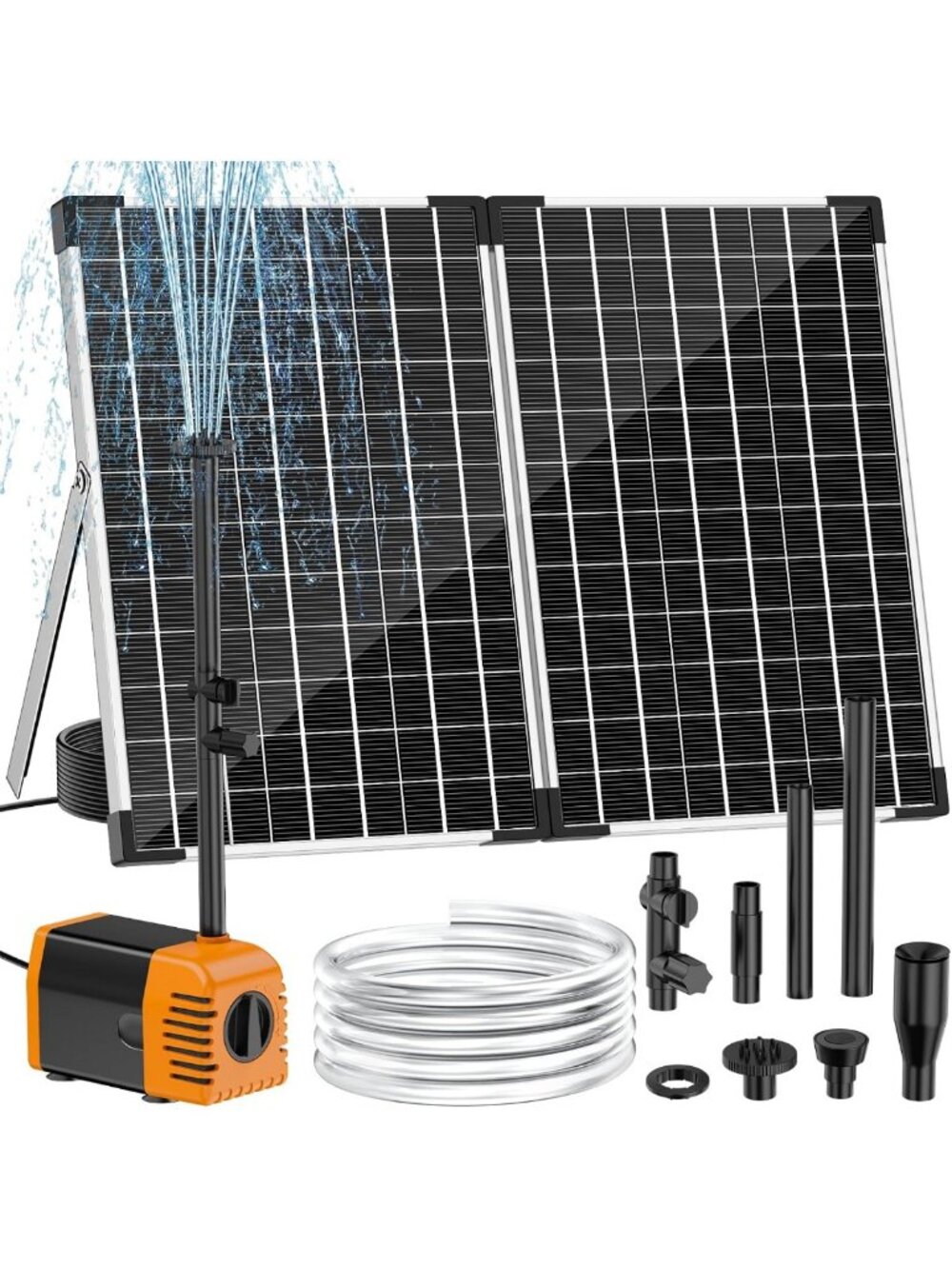 35W Solar Fountain Outdoor Pump, 280GPH Solar Pond Pump with Foldable Solar
